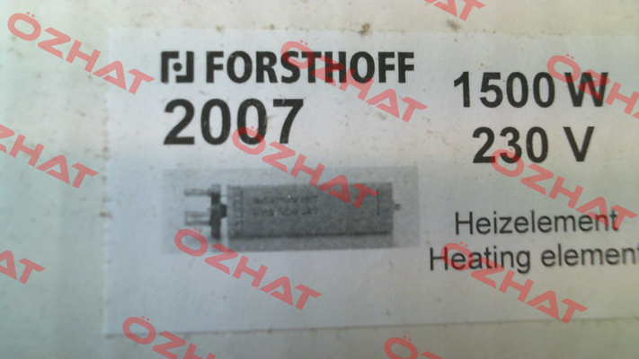 Heating element 1500 W 230 V Typ K Forsthoff
