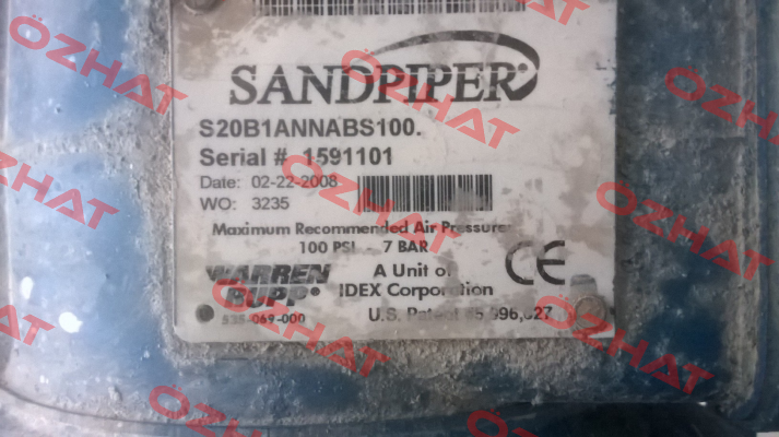 S20B1ANNABS100, SN:1591101 REPLACED BY S20B1ABBABS600  Sandpiper