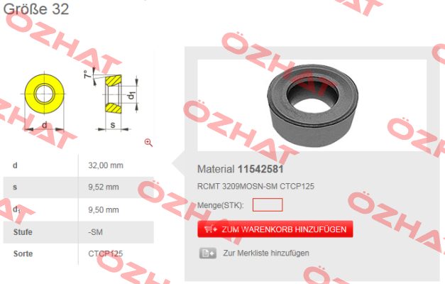 RCMT 3209MOSN-ZM HCX1125 (CT 115 42581)  Ceratizit