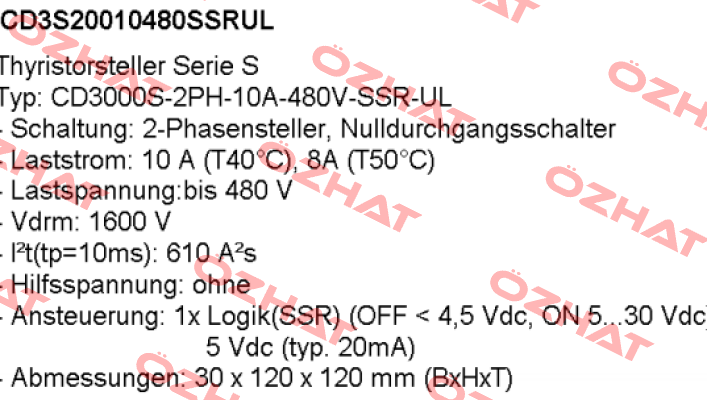 Typ: CD3000S-2PH-10A-480V-SSR-UL CD AUTOMATION