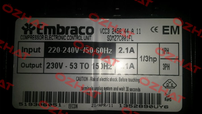 VCC3 2456 44  OEM Embraco