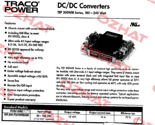 TEMP200-7213 WİRCMF  Traco Power