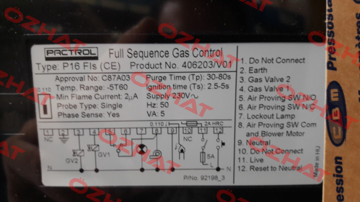 PAC40075 /  406203 V01 Pactrol