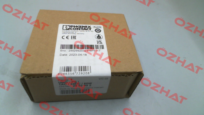 P/N: 2902992, Type UNO-PS/1AC/24DC/ 60W Phoenix Contact