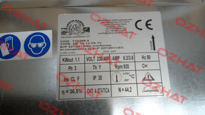 12/12 713399-5 1100W 6P 3F RPM - Motori elettrici