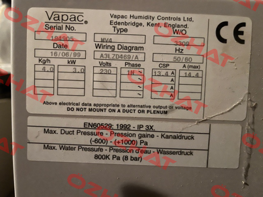 Type: MV4 W/O 3309 Vapac
